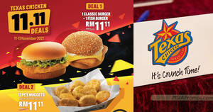 Featured image for (EXPIRED) Texas Chicken M’sia offering RM11.11 deals from 11 – 13 Nov 2022