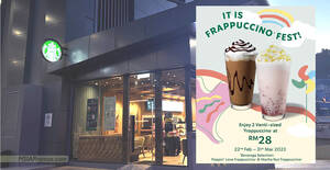 Featured image for (EXPIRED) Starbucks selling Poppin’ Love Frappuccino® & Mocha Nut Frappuccino® at only RM28 all-day till 31 Mar 2023