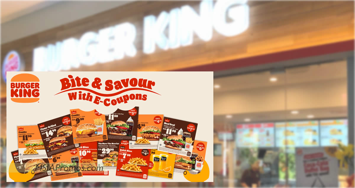 Featured image for Burger King M'sia has released over 20 new digital ecoupon deals you can flash to redeem till 5 Aug 2023