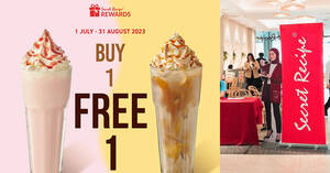 Featured image for Buy 1 Beverage and Get Another 1 for Free all-day at Secret Recipe M’sia till 31 August 2023