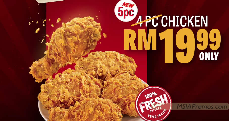 Featured image for Texas Chicken M'sia has RM19.99 5pc Chicken deal on Mondays