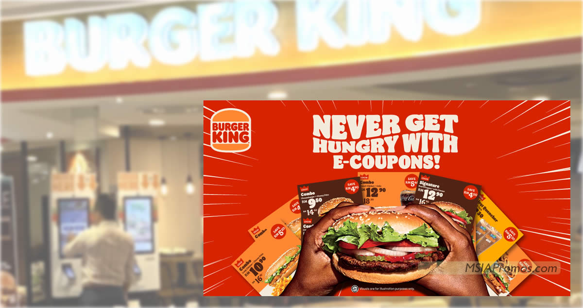 Featured image for Burger King M'sia has released over 15 new digital ecoupon deals you can flash to redeem till 5 Oct 2023