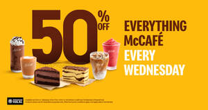 Featured image for Get 50% off Everything McCafé every Wednesday from 2 August 2023