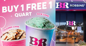 Featured image for Baskin-Robbins Buy 1 Classic Quart, Get 1 New Look Quart on weekdays at M’sia outlets till 4 Oct 2023