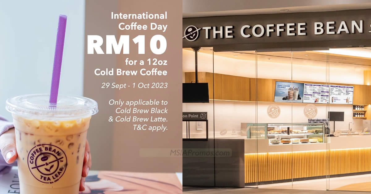 Featured image for Coffee Bean M'sia is offering RM10 12oz Cold Brew Coffee from 29 Sep - 1 Oct 2023