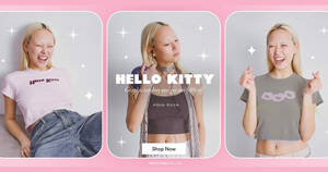 Featured image for Cotton On now offering Hello Kitty graphic tees, buy one get one 50% off selected items (from 19 Sep 2023)