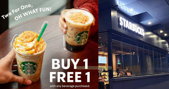 Starbucks M’sia Buy 1 FREE 1 promotion on ANY handcrafted beverage from 25 – 27 Sep 2023