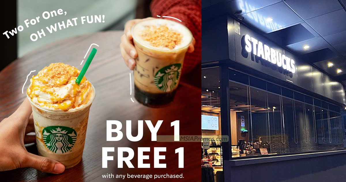 Featured image for Starbucks M'sia has all-day Buy 1 FREE 1 promotion on all handcrafted beverages from 25 - 26 Nov 2023