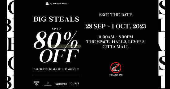 FJ Benjamin Clearance Sale at CITTA Mall from 28 Sep – 1 Oct 2023