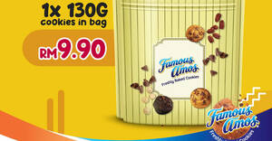 Featured image for Famous Amos offering 130g cookies for just RM 9.90 online till 11 Sep 2023