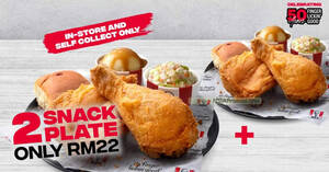 Featured image for KFC offering two snack plates for just RM22 from 19 – 21 Sep 2023