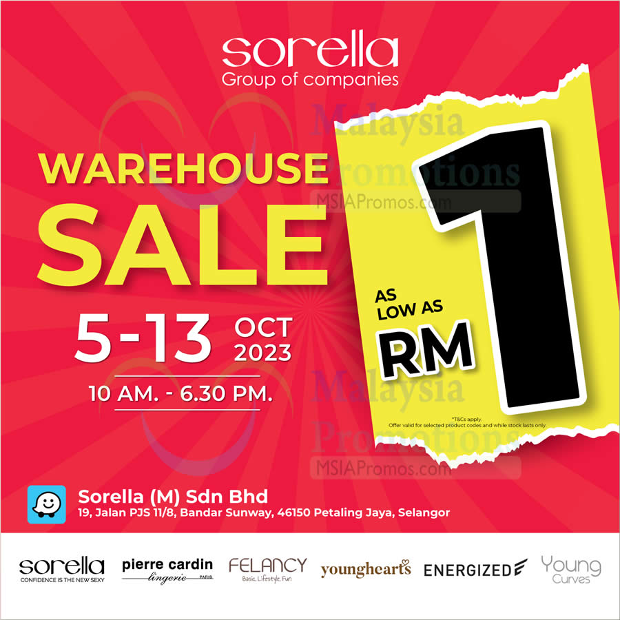 5-12 Oct 2023: Sorella Warehouse Sale! Price as low as RM1 only! 