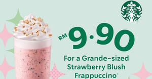 Featured image for Starbucks RM9.90 Strawberry Blush Frappuccino offer on Saturday, 9 Sep 2023