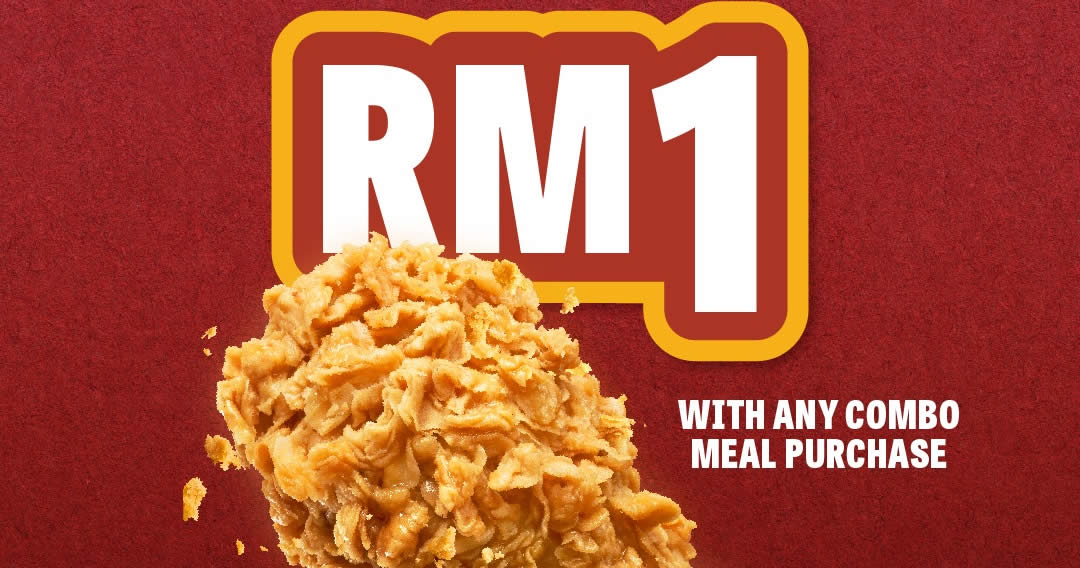 Featured image for Texas Chicken selling RM1 1pc Chicken ALL-DAY when you purchase any combo meal till 15 Sep 2023
