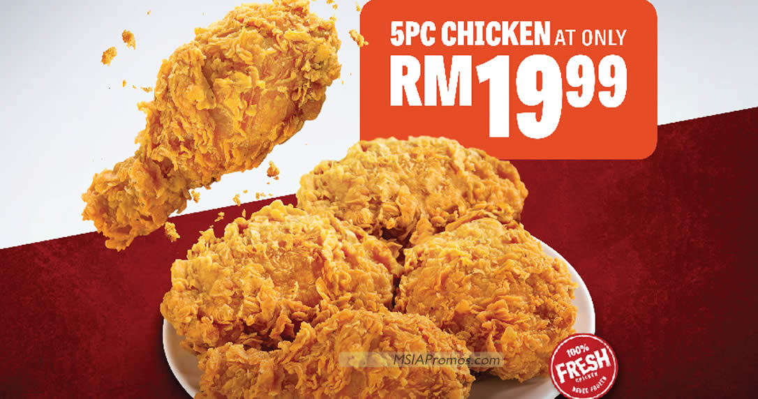 Featured image for Texas Chicken offering RM19.99 5pc Chicken deal till 21 Sep 2023