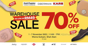 Featured image for Hush Puppies warehouse sale at Wisma Sulisam Shah Alam offers up to 70% off from 1 – 7 Nov 2023