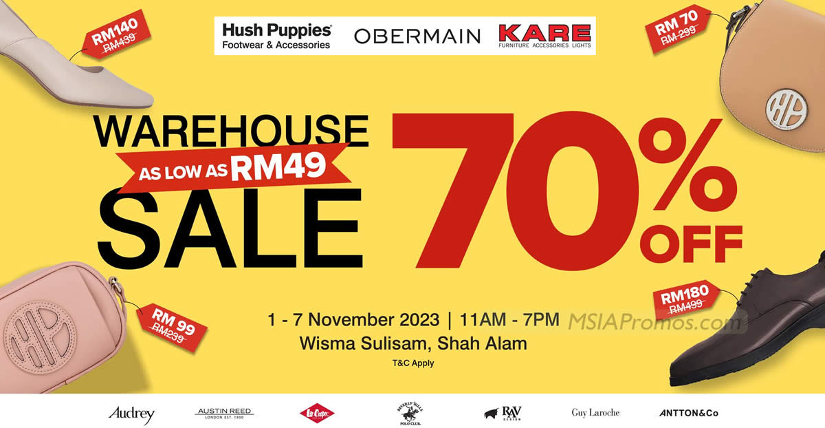 Featured image for Hush Puppies warehouse sale at Wisma Sulisam Shah Alam offers up to 70% off from 1 - 7 Nov 2023