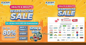 Featured image for Ascen Plus Pharmacy Health & Beauty Warehouse Sale from 23 – 26 Nov 2023