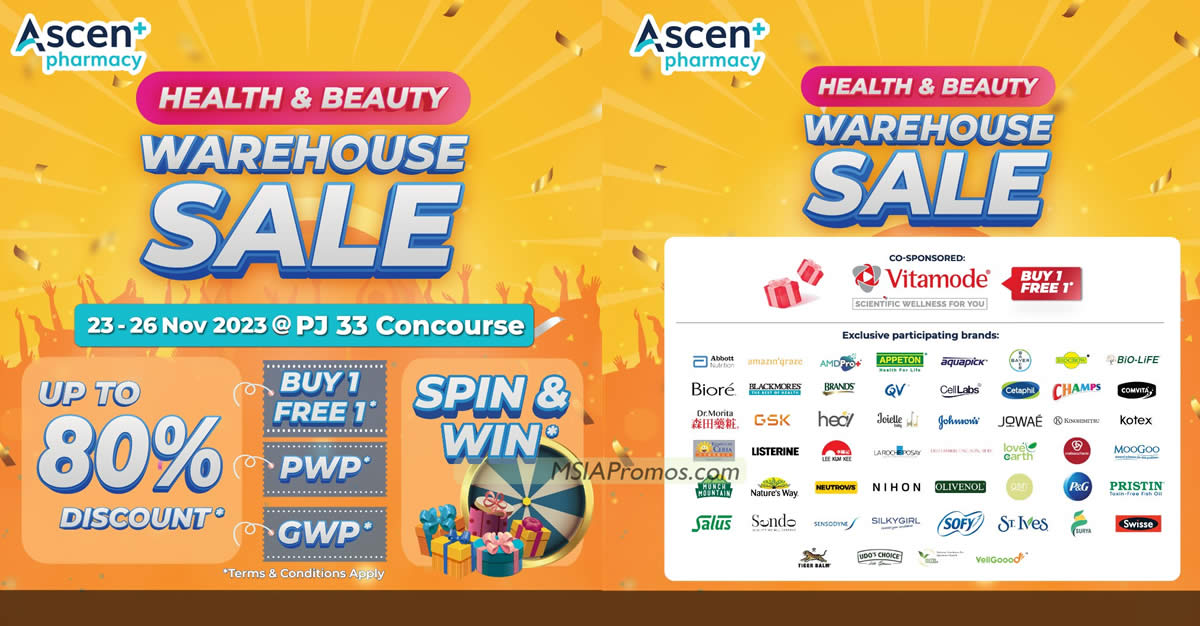 Featured image for Ascen Plus Pharmacy Health & Beauty Warehouse Sale from 23 - 26 Nov 2023