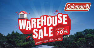 Featured image for Coleman Warehouse Sale at Shah Alam from 30 Nov – 3 Dec 2023
