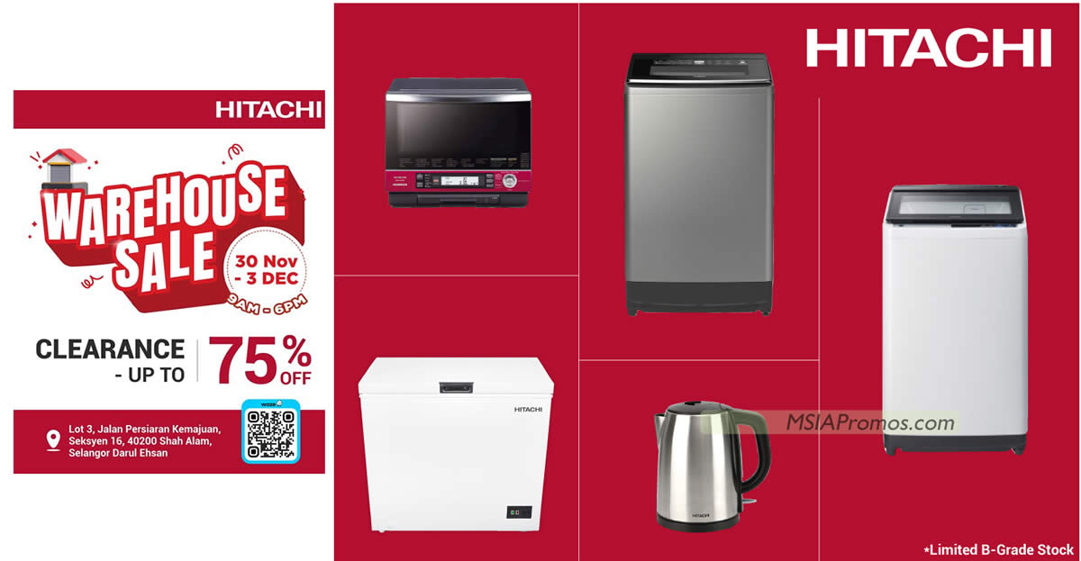 Featured image for Hitachi Home Appliances Year-End Clearance Sale from 30 Nov - 3 Dec 2023