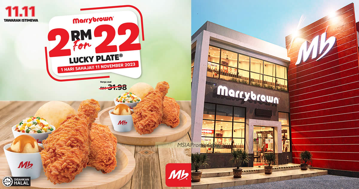 Featured image for Marrybrown offering Two Lucky Plate® for only RM22 on 11 Nov 2023