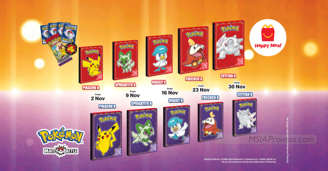 Featured image for McDonald's M'sia is giving away FREE Pokémon character cards and flip coins with every Happy Meal till 6 Dec