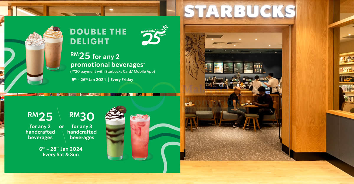 Featured image for Starbucks M'sia offering RM25-for-2-Grande and RM30-for-3-Grande from Fri-Sun till 28 Jan 2024
