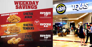 Featured image for Texas Chicken M’sia offering Weekday Savings deals on Mondays to Wednesdays from 8 Jan 2024