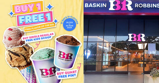 Baskin-Robbins M’sia has Buy-1-FREE-1 promotion till 30 March 2024