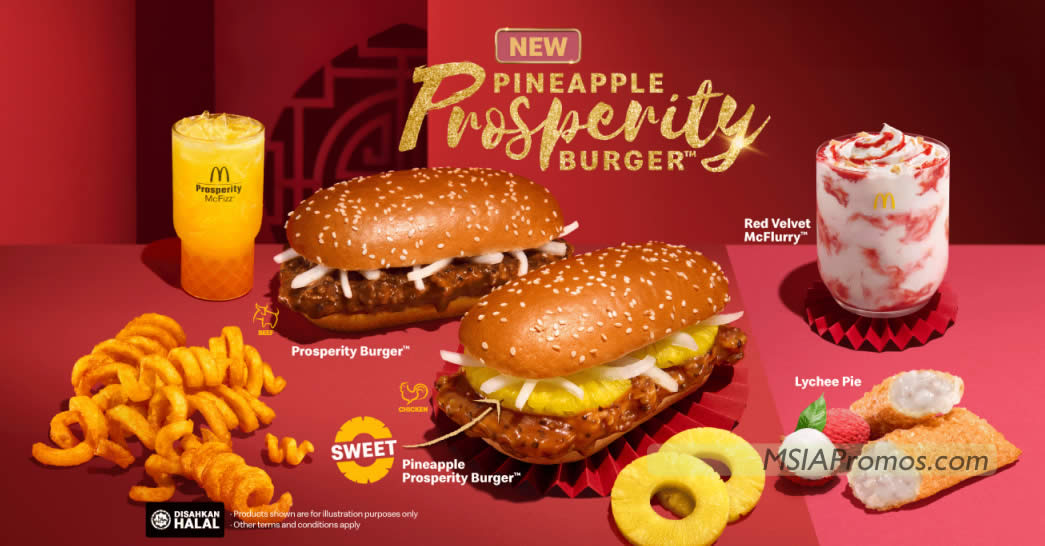 Featured image for McDonald's Malaysia has new Pineapple Prosperity Burger from 1 Feb 2024