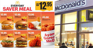 Featured image for McDonald’s offering Everyday Saver Meals from RM12.95 for a limited time (From 2 Feb 2024)