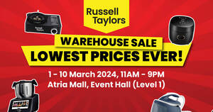 Featured image for Russell Taylors 2024 Warehouse Sale from 1 – 10 Mar 2024