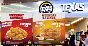 Featured image for Texas Chicken M’sia has 5pcs-for-RM19.99 deal on Mondays and RM22.90 9pc Tenders on Tuesdays from 20 May 2024