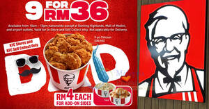 Featured image for (EXPIRED) KFC Malaysia Selling RM36 9pcs Chicken Bucket Promotion from 14 – 16 June 2024