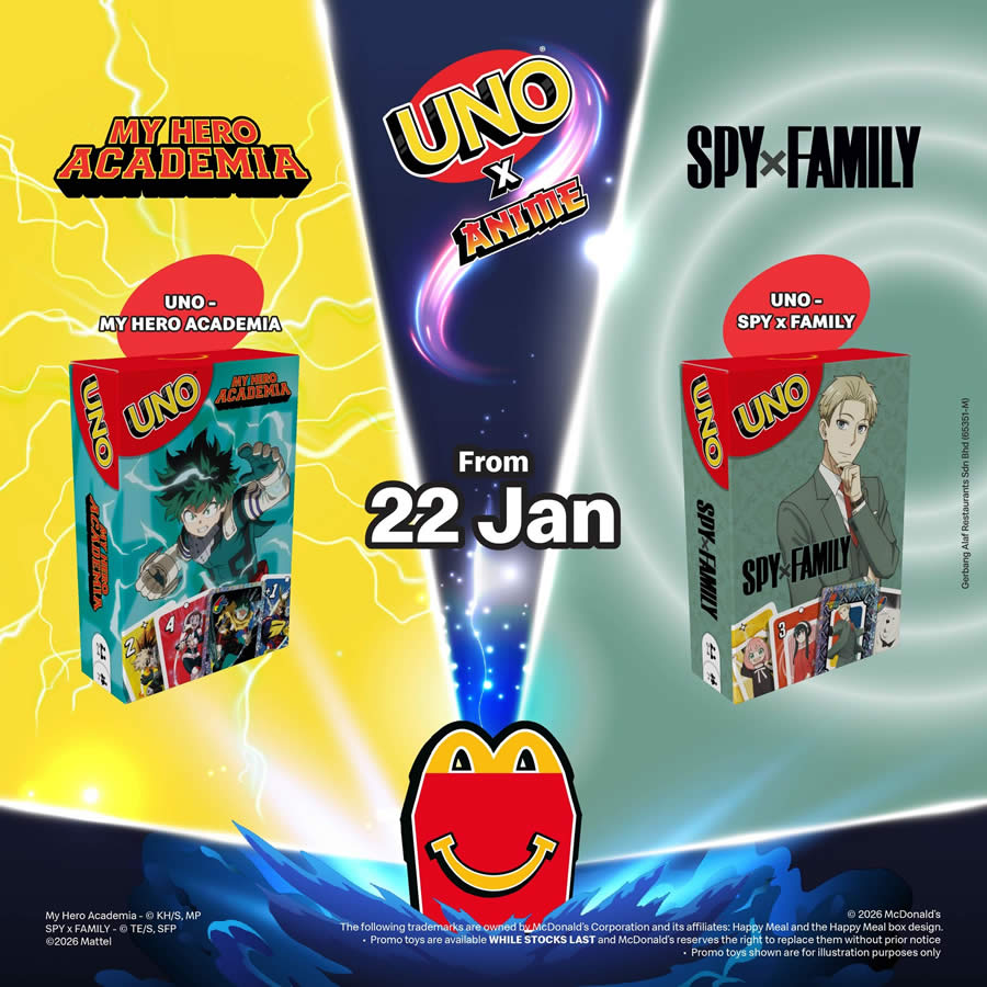 McDonald's Malaysia UNO x Anime Happy Meal Toys 2026
