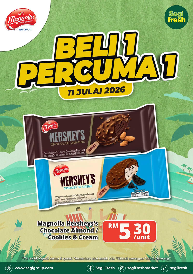 Segi Fresh Buy 1 Free 1 Magnolia Hershey's Ice Cream Promotion